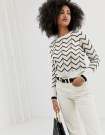 River Island sweater with chevron stripe in white   ASOS at Asos